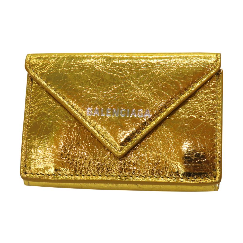 Top Quality Balenciaga Lambskin Mini Wallet Gold