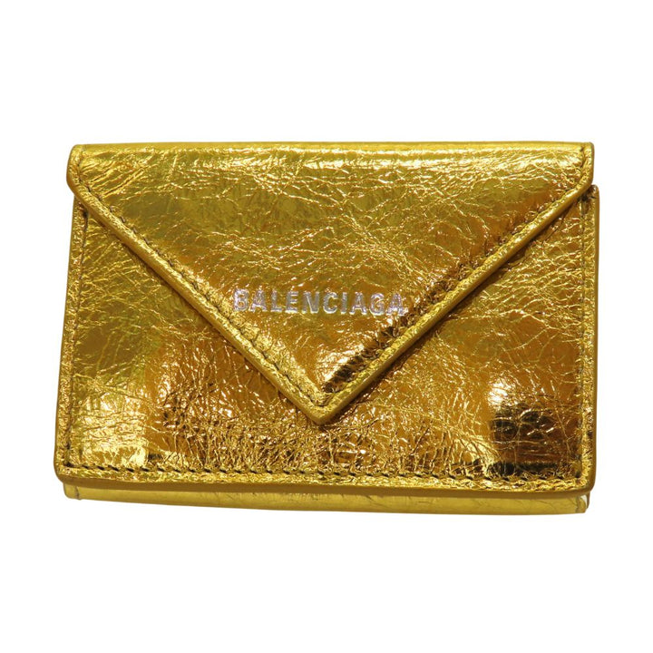 Top Quality Balenciaga Lambskin Mini Wallet Gold
