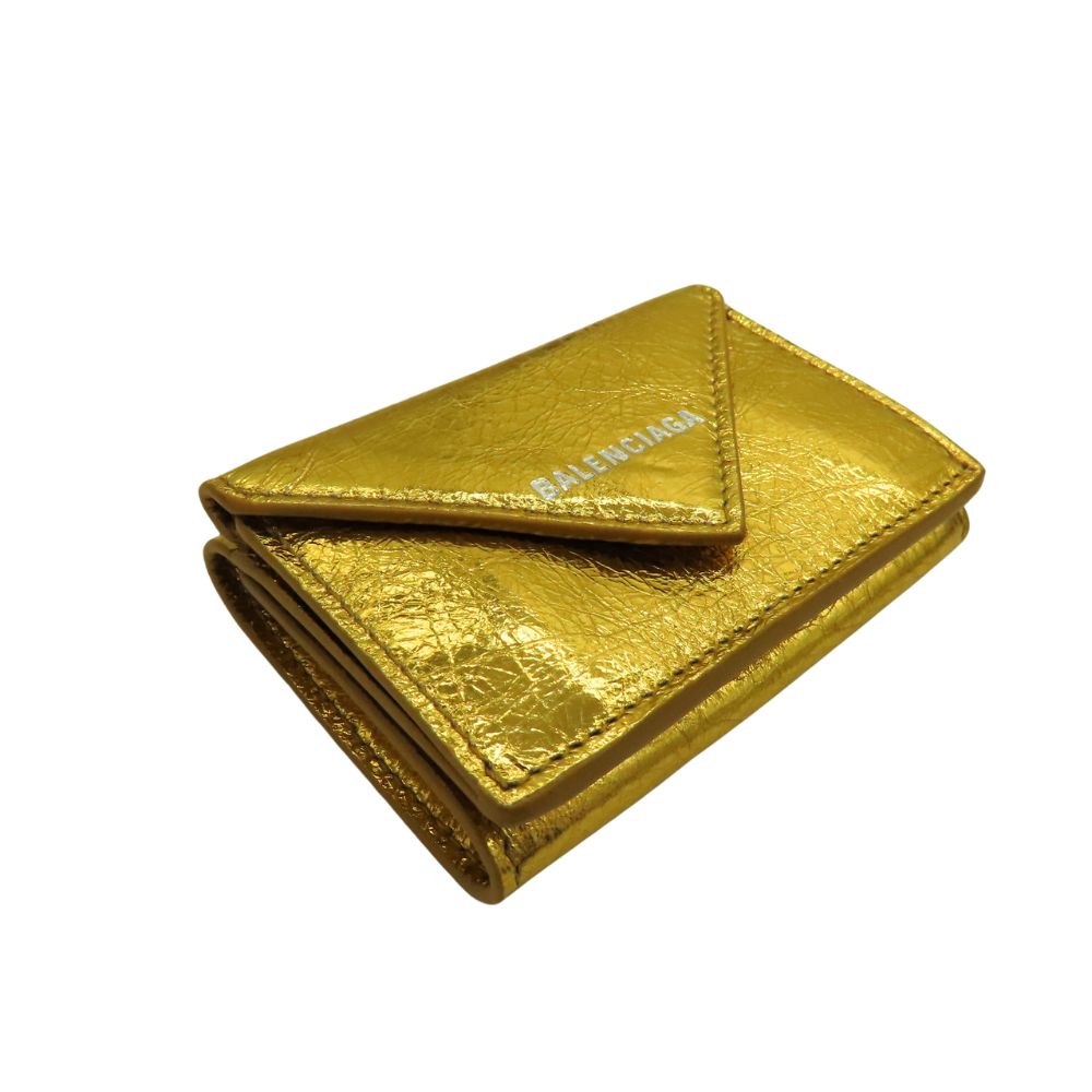 Top Quality Balenciaga Lambskin Mini Wallet Gold