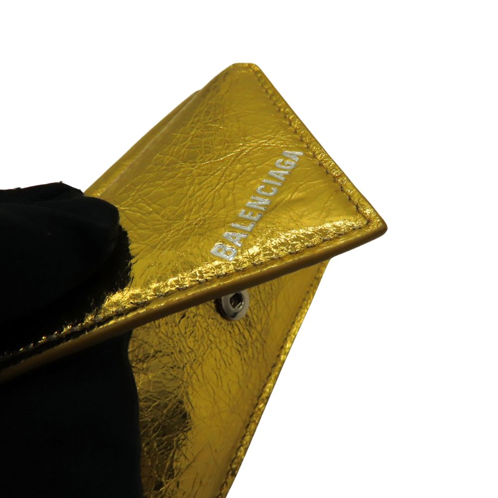 Top Quality Balenciaga Lambskin Mini Wallet Gold