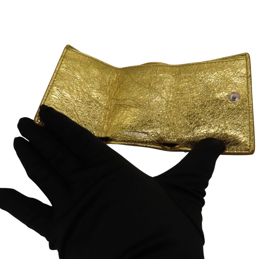 Top Quality Balenciaga Lambskin Mini Wallet Gold