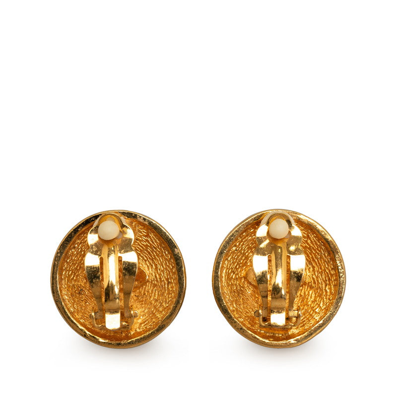 Top Quality Chanel Vintage Matlasse Round Clip On Earrings Gold Plated Women's