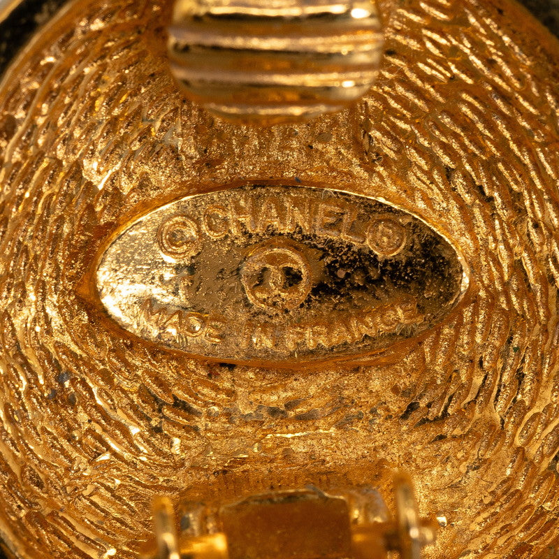 Top Quality Chanel Vintage Matlasse Round Clip On Earrings Gold Plated Women's