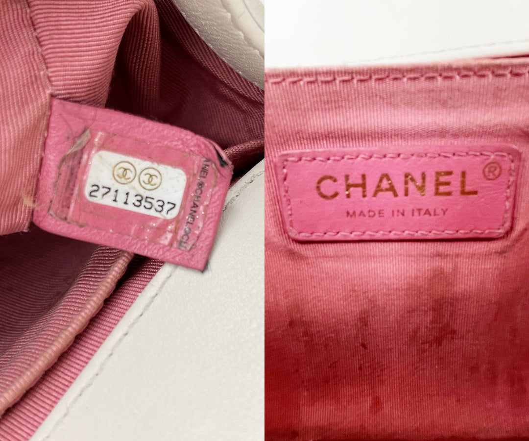Top Quality Chanel Ivory Boy Pink Stitching Chevron Crossbody Bag