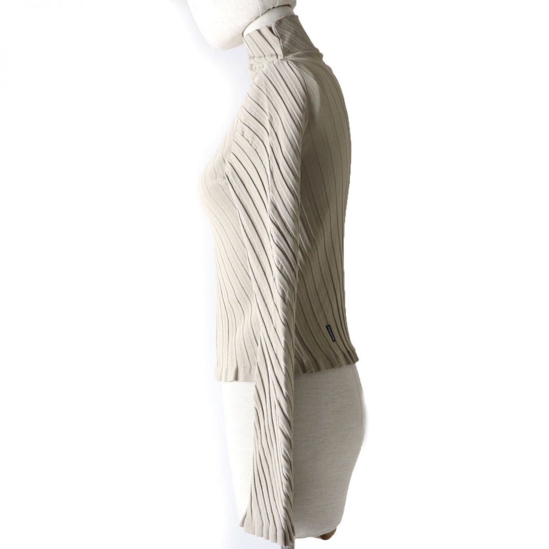 Top Quality Balenciaga Twisted Rib Turtleneck Top, Beige, Size S