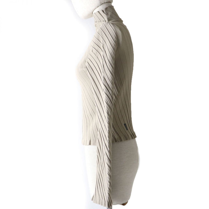 Top Quality Balenciaga Twisted Rib Turtleneck Top, Beige, Size S