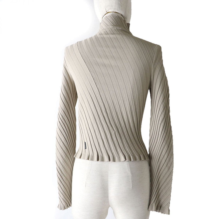 Top Quality Balenciaga Twisted Rib Turtleneck Top, Beige, Size S