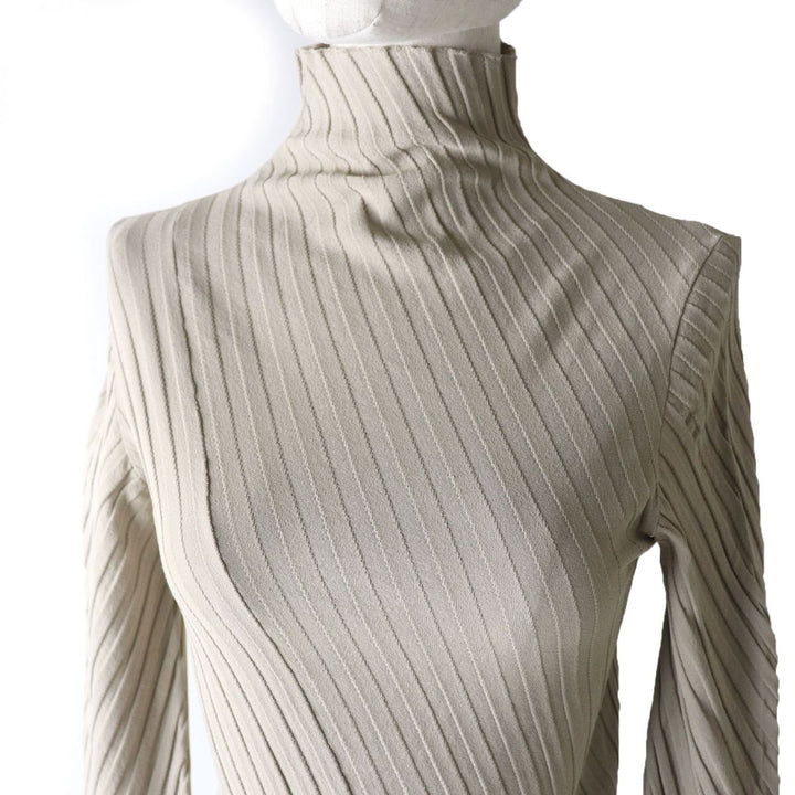 Top Quality Balenciaga Twisted Rib Turtleneck Top, Beige, Size S