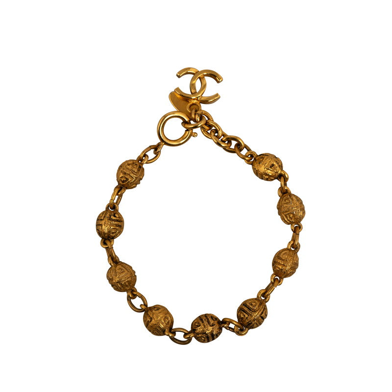 Top Quality Chanel Vintage Coco Mark Ball Bracelet Gold Plated Women's