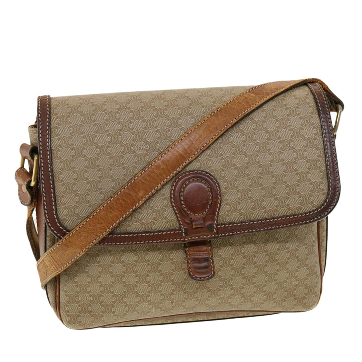 Celine Macadam Canvas Shoulder Bag Beige  ki2254