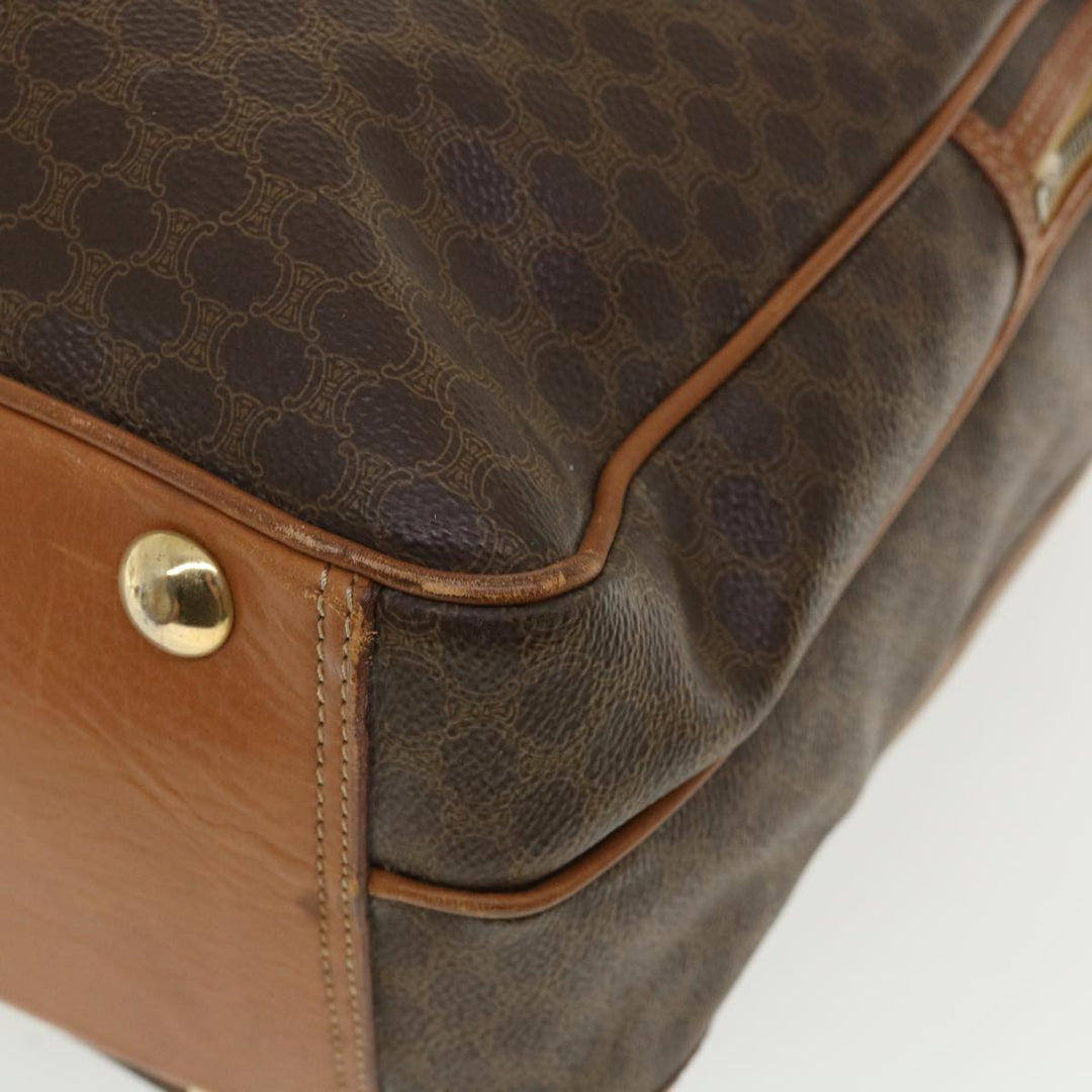 Celine Macadam Canvas Boston Bag PVC Leather 2way Brown Auth ki2707