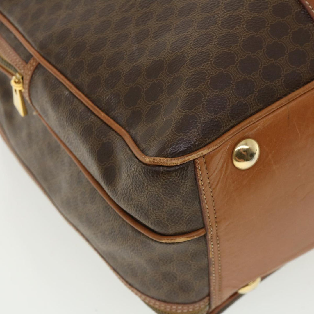 Celine Macadam Canvas Boston Bag PVC Leather 2way Brown Auth ki2707