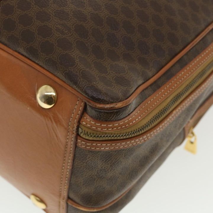 Celine Macadam Canvas Boston Bag PVC Leather 2way Brown Auth ki2707