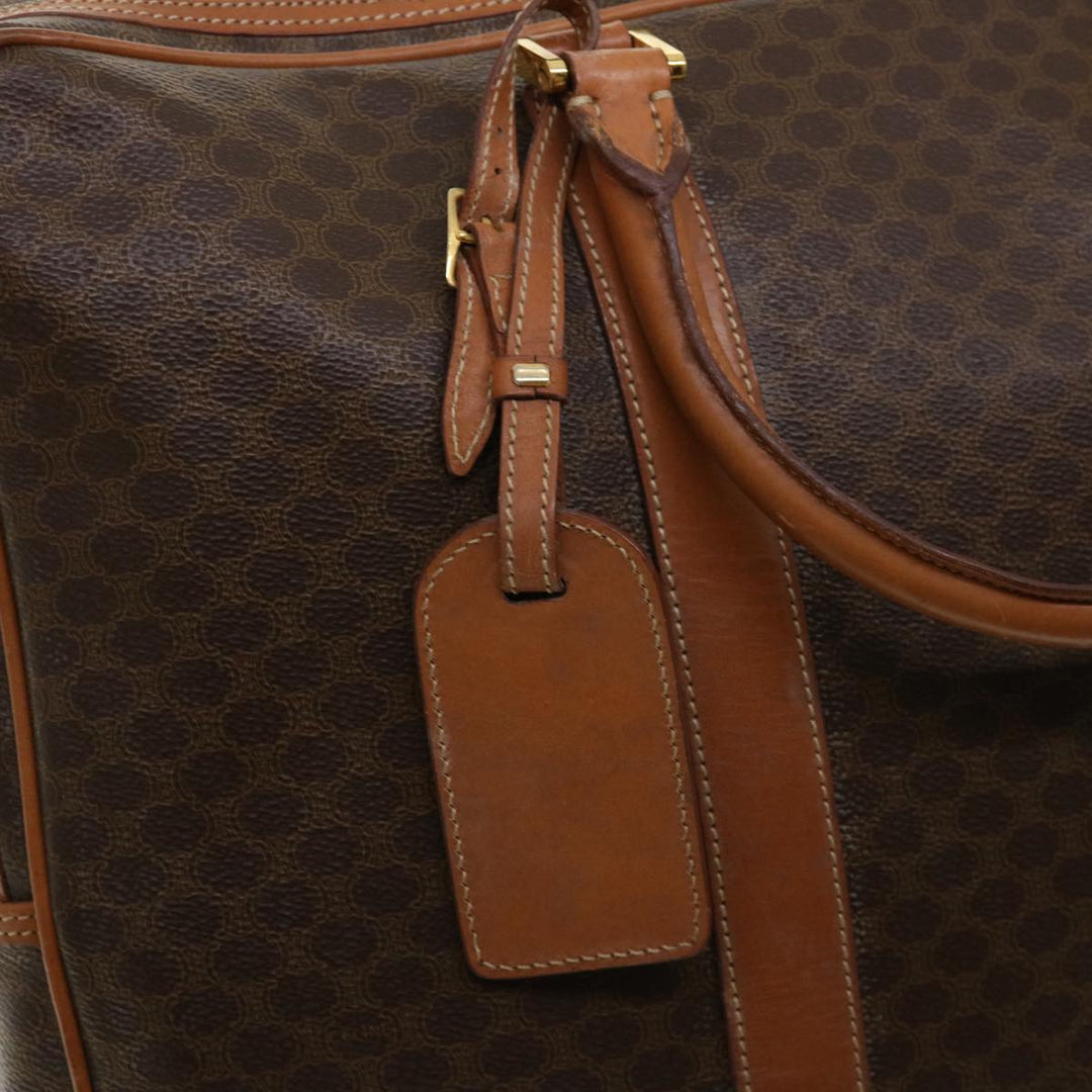 Celine Macadam Canvas Boston Bag PVC Leather 2way Brown Auth ki2707