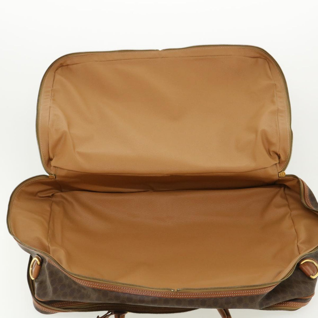 Celine Macadam Canvas Boston Bag PVC Leather 2way Brown Auth ki2707