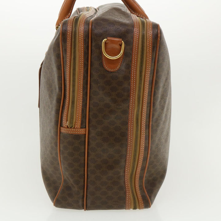 Celine Macadam Canvas Boston Bag PVC Leather 2way Brown Auth ki2707