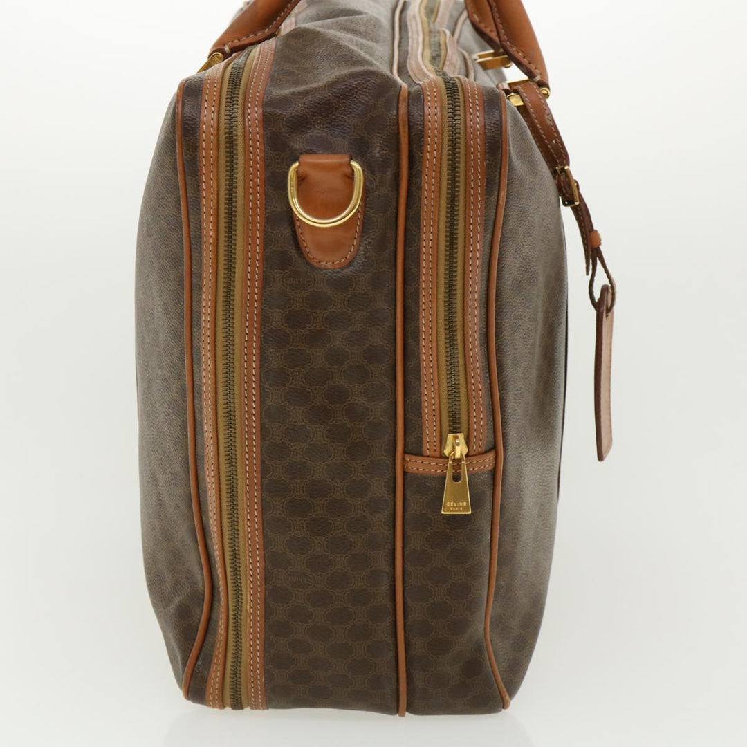Celine Macadam Canvas Boston Bag PVC Leather 2way Brown Auth ki2707