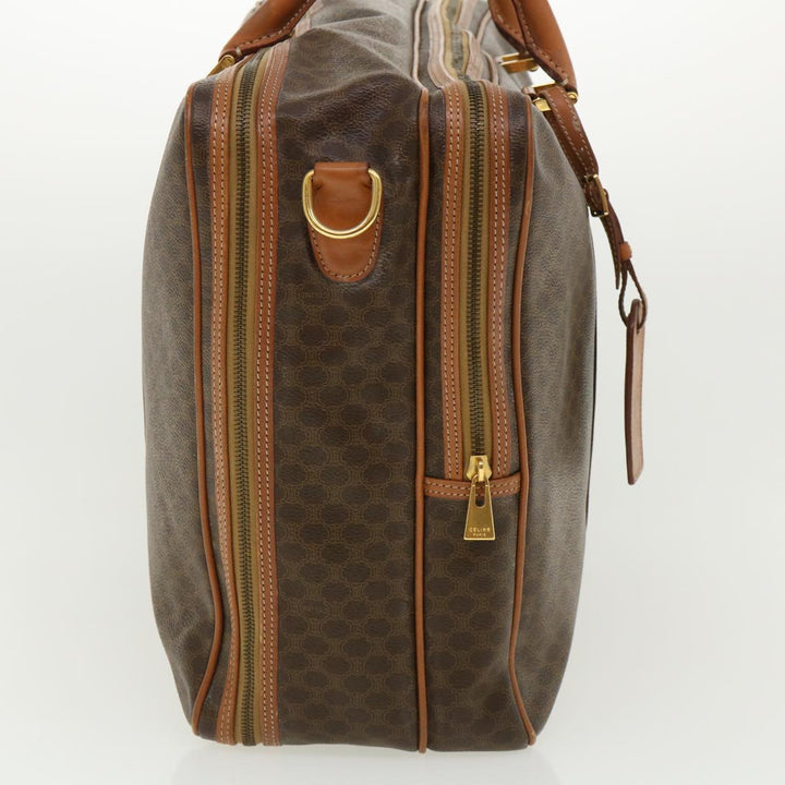 Celine Macadam Canvas Boston Bag PVC Leather 2way Brown Auth ki2707