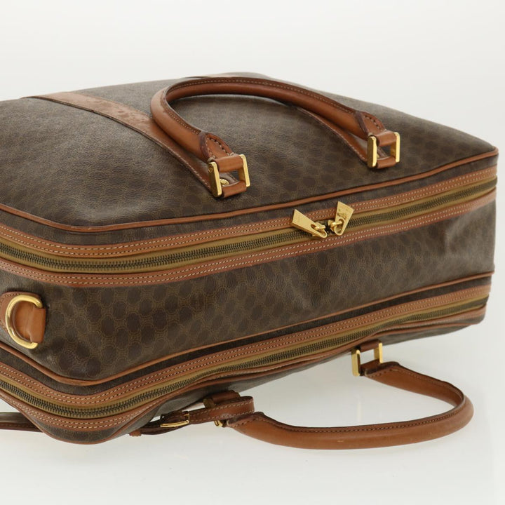 Celine Macadam Canvas Boston Bag PVC Leather 2way Brown Auth ki2707