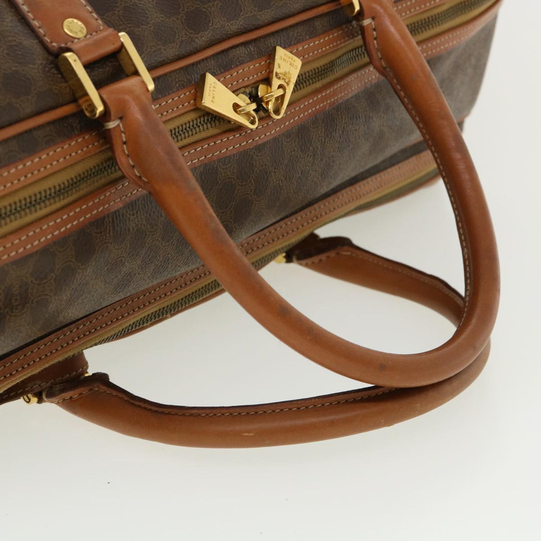 Celine Macadam Canvas Boston Bag PVC Leather 2way Brown Auth ki2707
