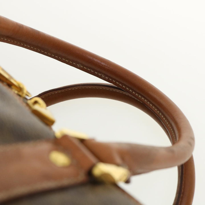 Celine Macadam Canvas Boston Bag PVC Leather 2way Brown Auth ki2707