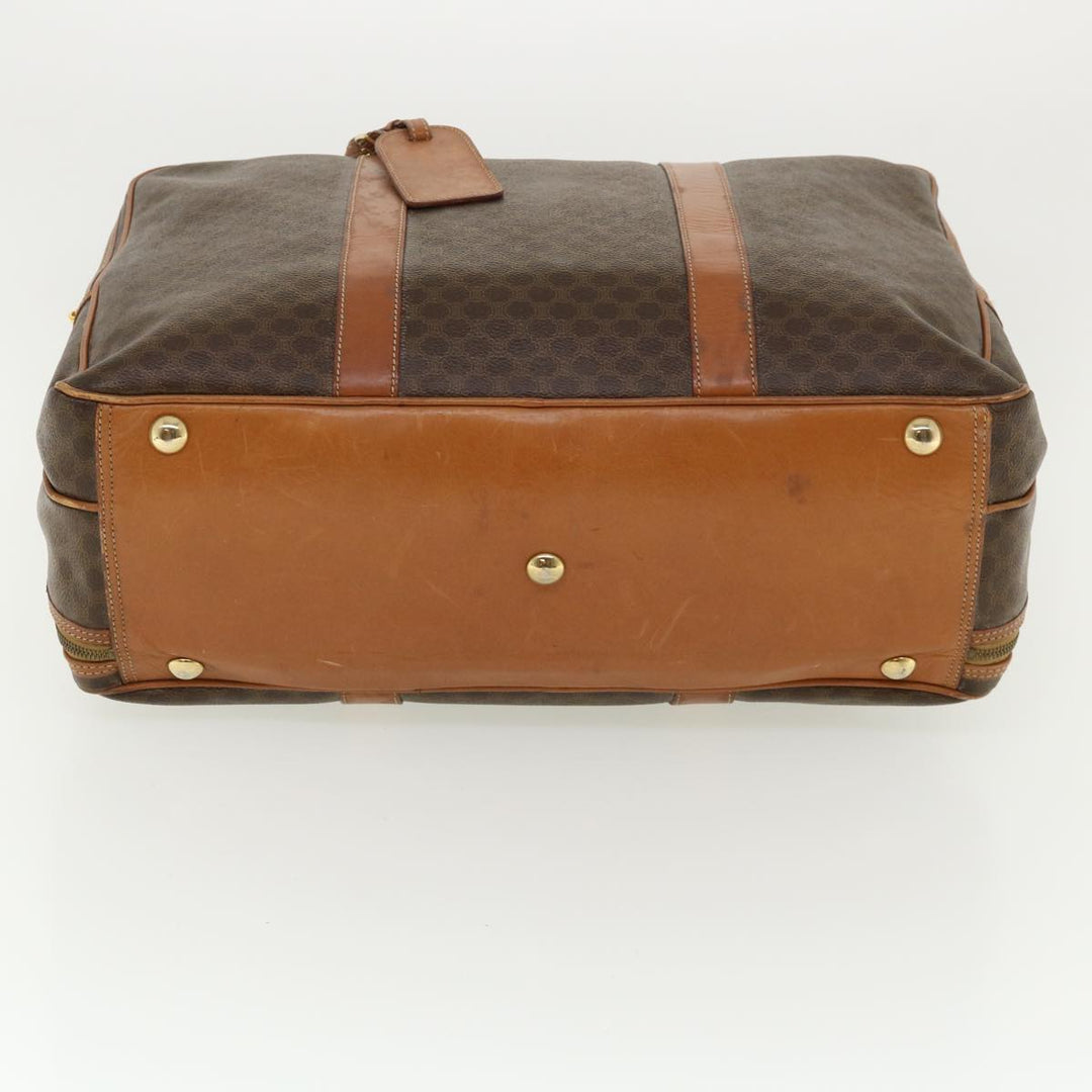 Celine Macadam Canvas Boston Bag PVC Leather 2way Brown Auth ki2707
