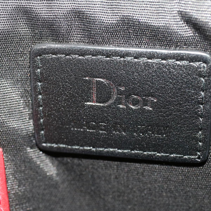 CHRISTIAN Top quality Dior Rose Clutch Bag PVC Leather Black Auth ki3038