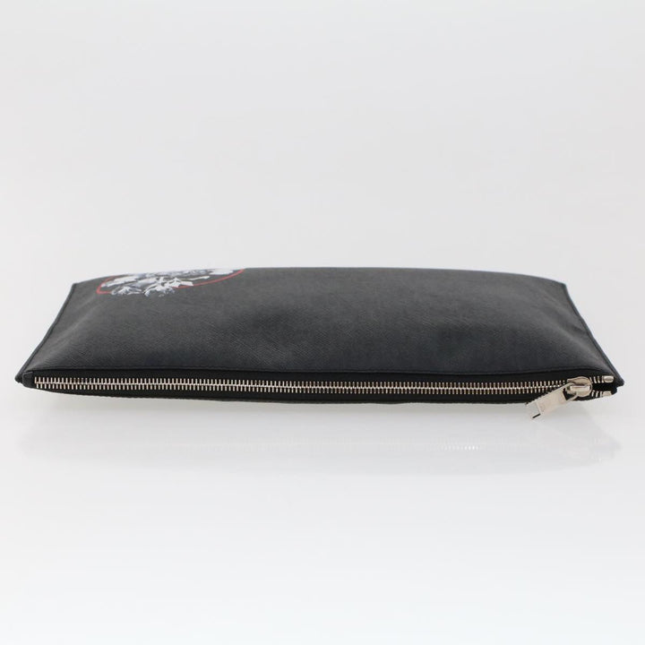 CHRISTIAN Top quality Dior Rose Clutch Bag PVC Leather Black Auth ki3038