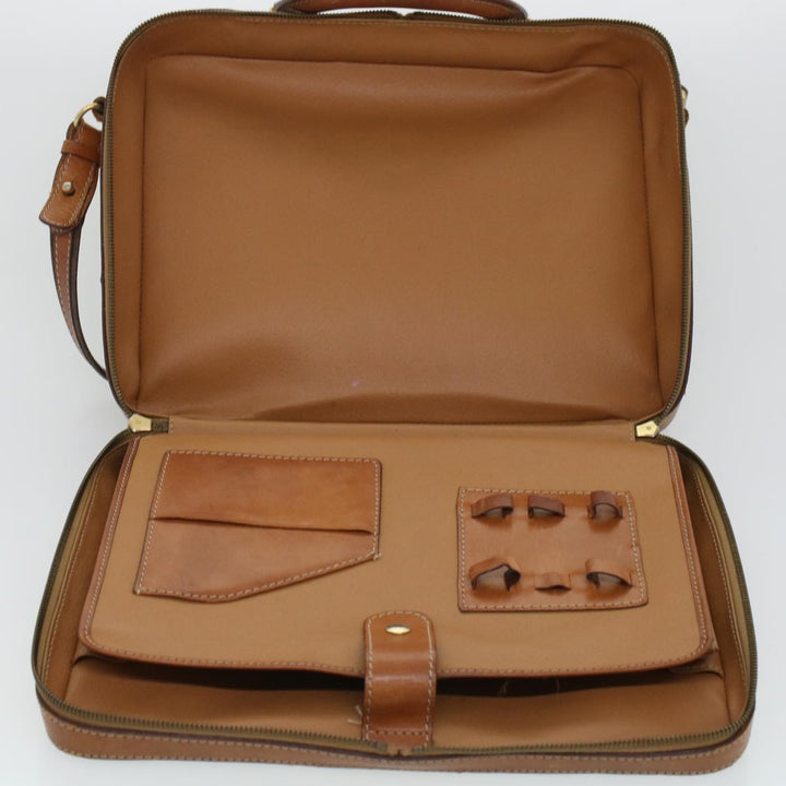 Celine Macadam Canvas Briefcase PVC Leather 2way Brown  ki3039