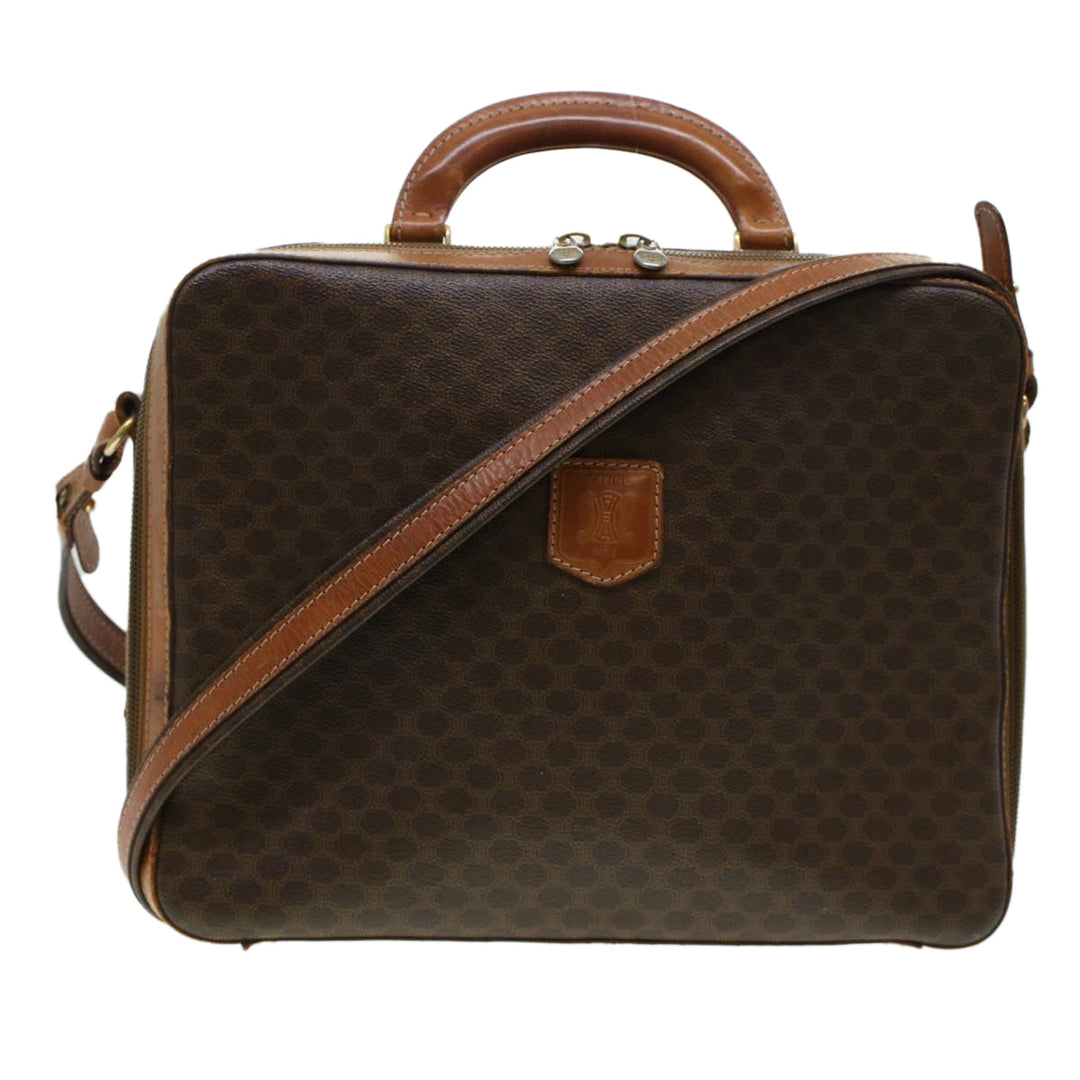 Celine Macadam Canvas Briefcase PVC Leather 2way Brown  ki3039