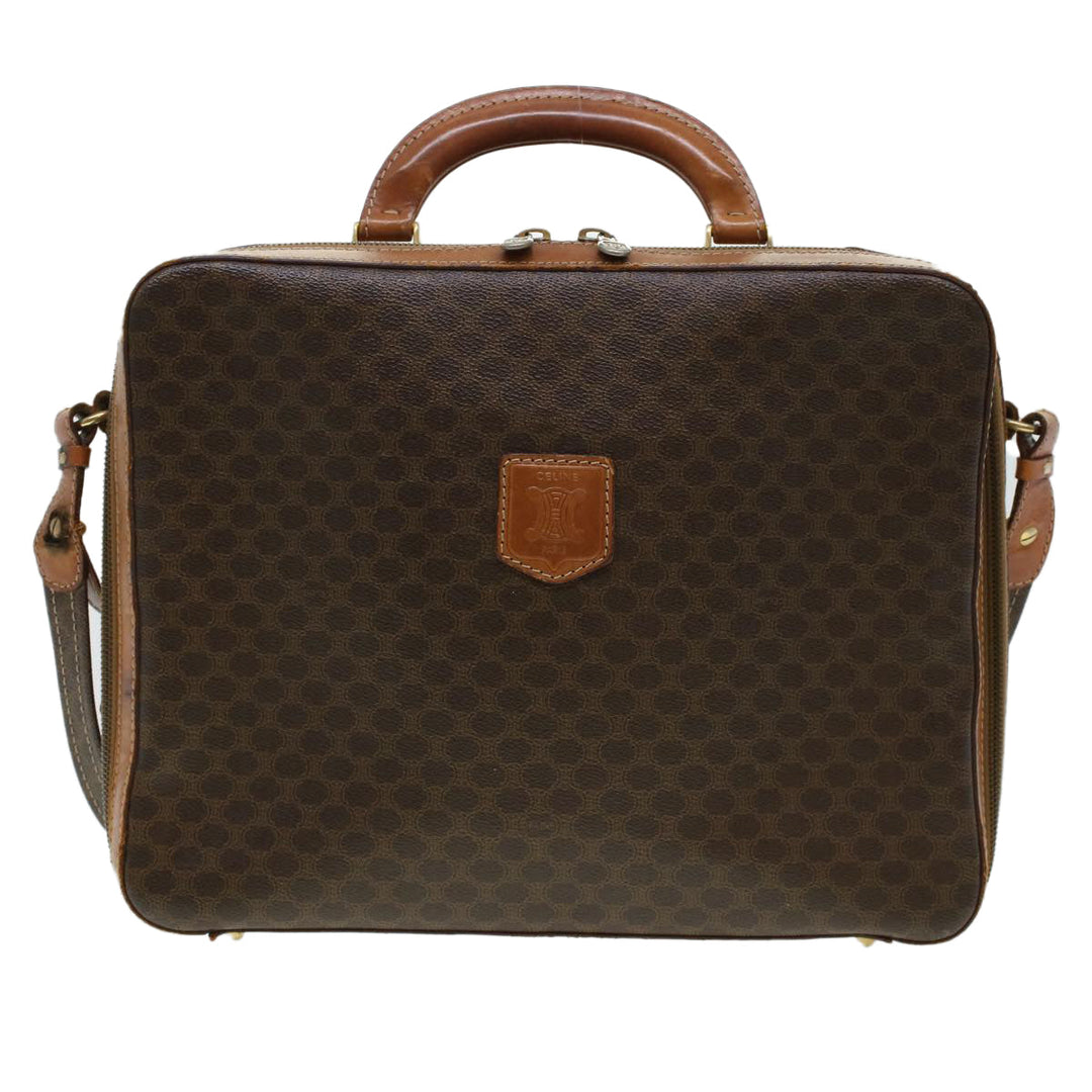 Celine Macadam Canvas Briefcase PVC Leather 2way Brown  ki3039