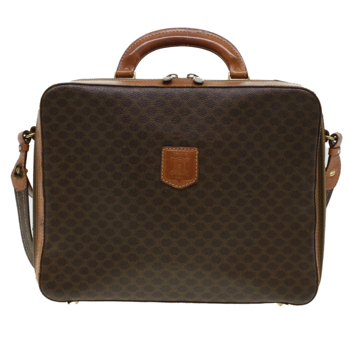 Celine Macadam Canvas Briefcase PVC Leather 2way Brown  ki3039