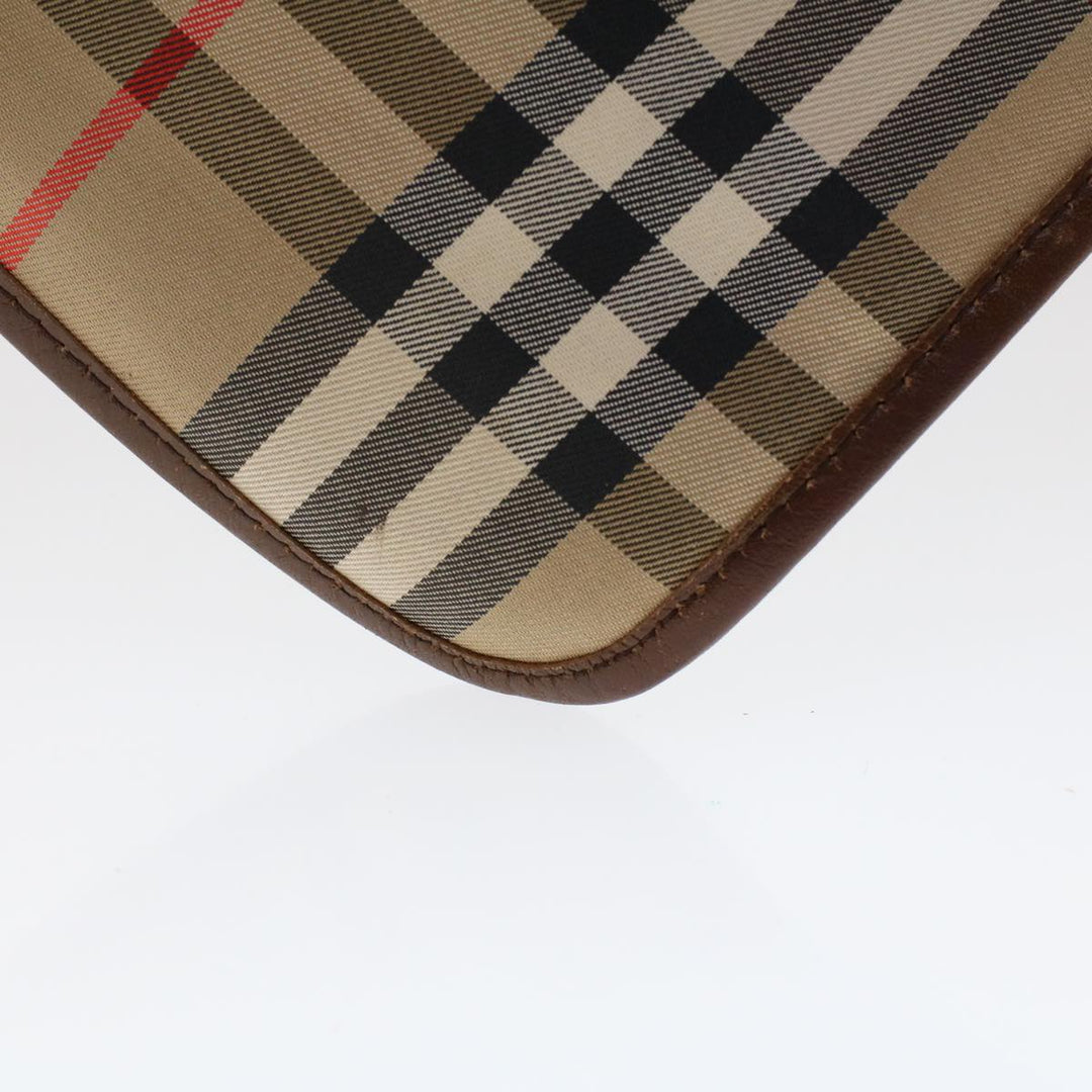 BurberrySs Nova Check Clutch Bag Nylon Leather Beige Auth ki3144