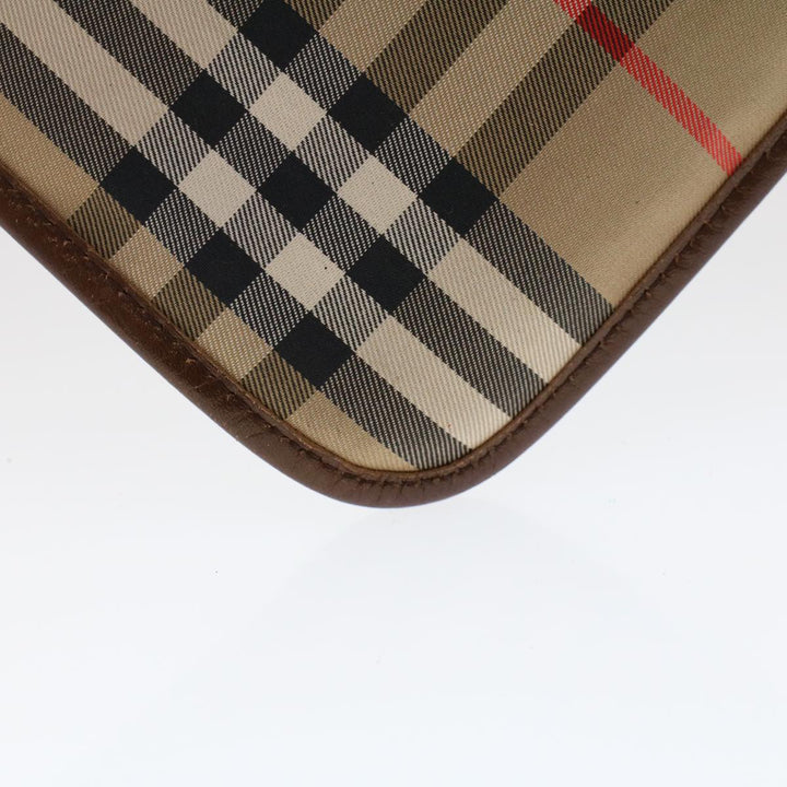 BurberrySs Nova Check Clutch Bag Nylon Leather Beige Auth ki3144