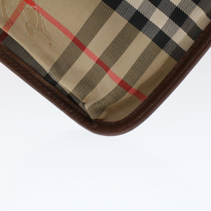 BurberrySs Nova Check Clutch Bag Nylon Leather Beige Auth ki3144