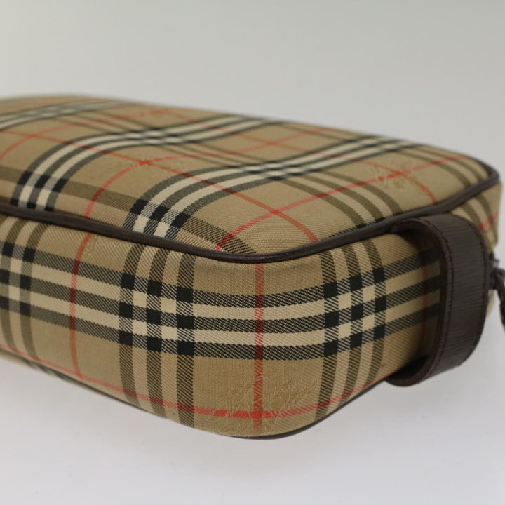 BurberrySs Nova Check Clutch Bag Nylon Beige Auth ki3166