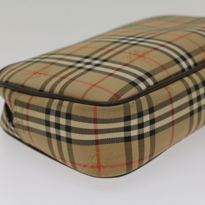 BurberrySs Nova Check Clutch Bag Nylon Beige Auth ki3166
