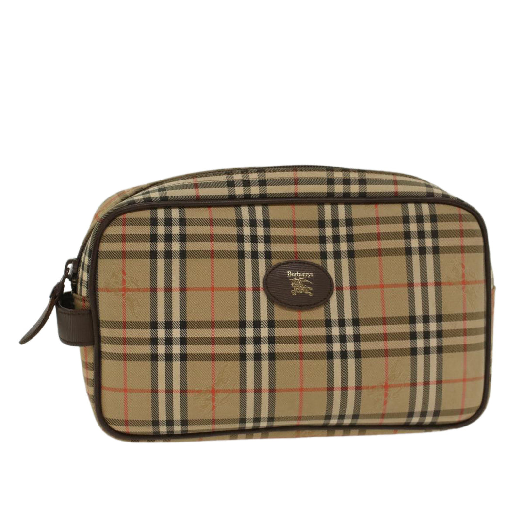BurberrySs Nova Check Clutch Bag Nylon Beige Auth ki3166
