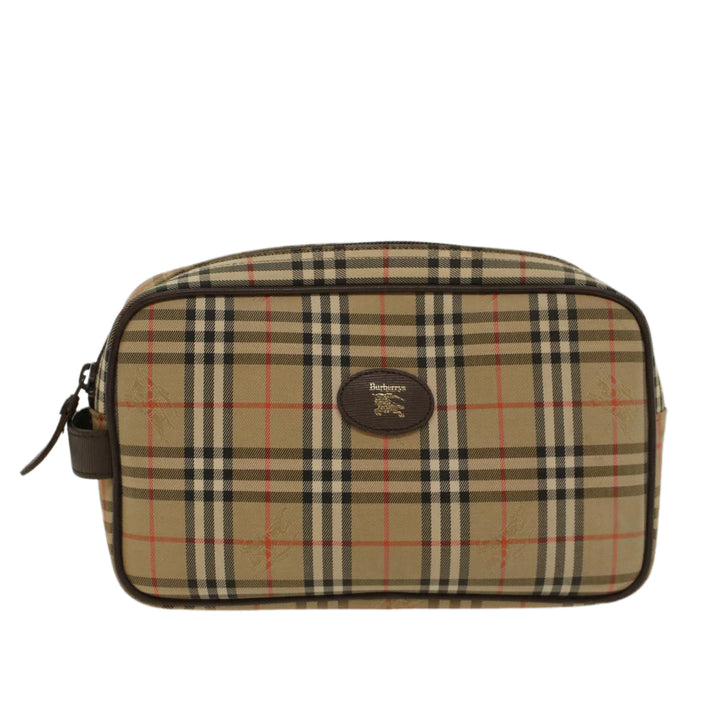 BurberrySs Nova Check Clutch Bag Nylon Beige Auth ki3166