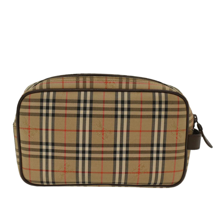 BurberrySs Nova Check Clutch Bag Nylon Beige Auth ki3166