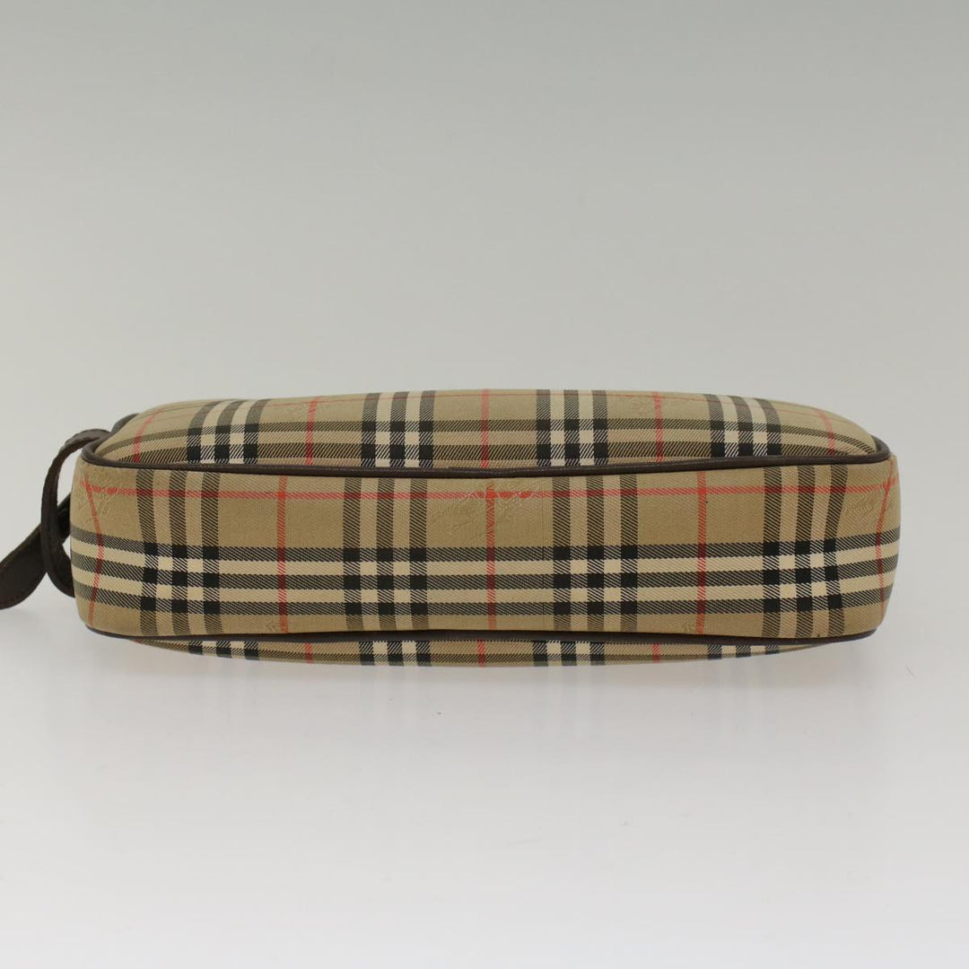 BurberrySs Nova Check Clutch Bag Nylon Beige Auth ki3166