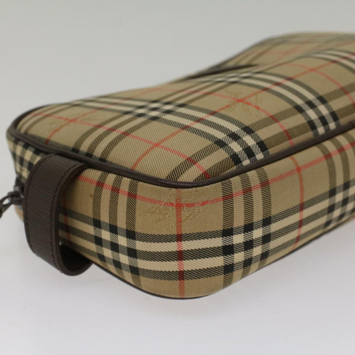 BurberrySs Nova Check Clutch Bag Nylon Beige Auth ki3166
