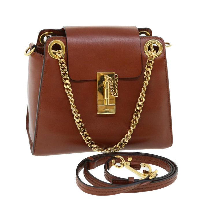 Chloe Chain Mini Annie Hand Bag Leather 2way Brown ki3449