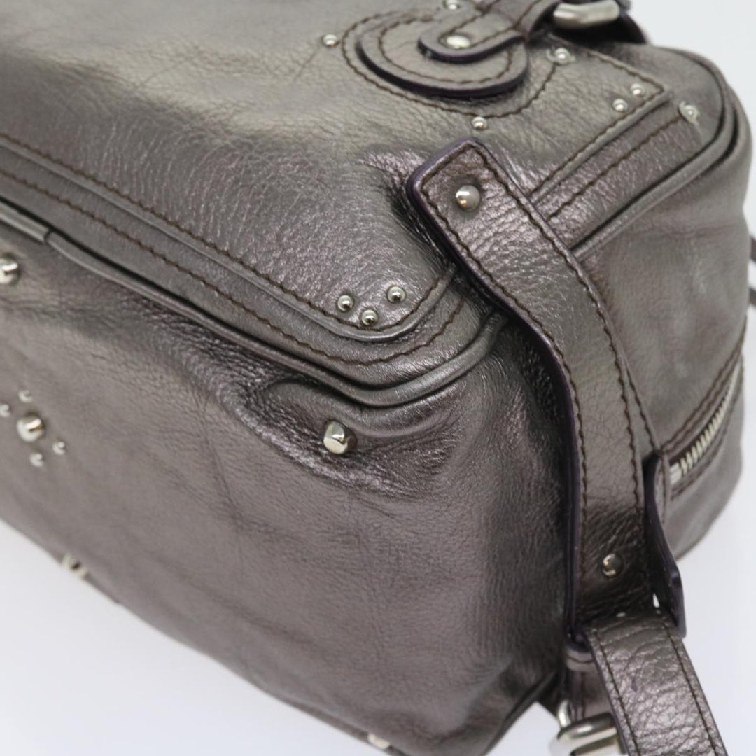 Chloe Paddington Hand Bag Leather Metallic Silver ki3489
