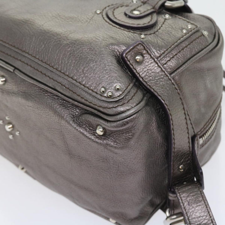 Chloe Paddington Hand Bag Leather Metallic Silver ki3489