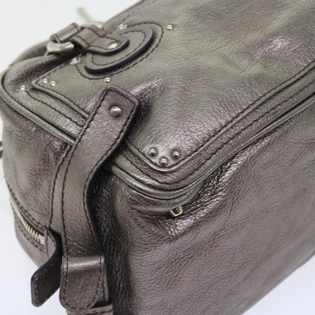 Chloe Paddington Hand Bag Leather Metallic Silver ki3489