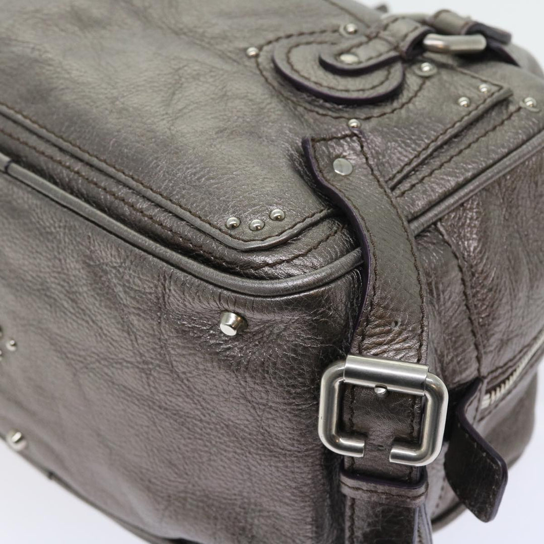 Chloe Paddington Hand Bag Leather Metallic Silver ki3489