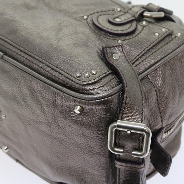 Chloe Paddington Hand Bag Leather Metallic Silver ki3489