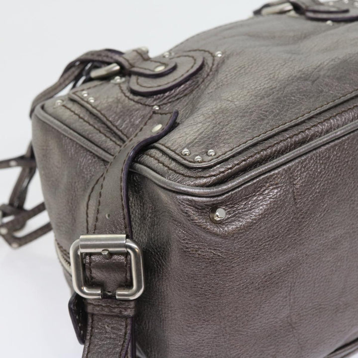 Chloe Paddington Hand Bag Leather Metallic Silver ki3489