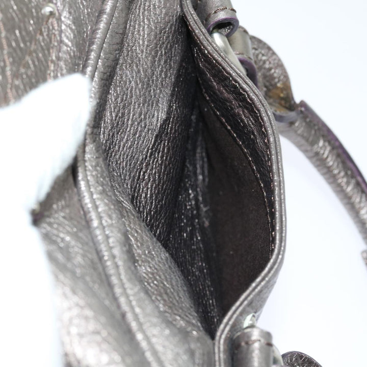 Chloe Paddington Hand Bag Leather Metallic Silver ki3489